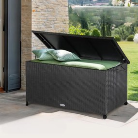 Caixa exterior para almofadas Polyrattan 117x53x60cm com Pegas Preto