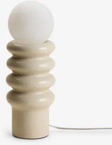 Lâmpada De Mesa 40 Cm Em Cerâmica Com Bola De Cristal Kryx Tapioca Bege - Sklum