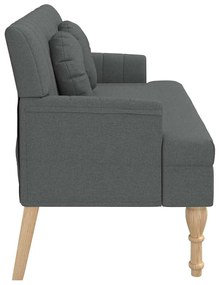Banco c/ almofadões 113x64,5x75,5 cm tecido cinzento-escuro