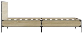 Estrutura de cama derivados de madeira e metal carvalho sonoma