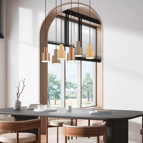 Candeeiro de suspensão bronze com taupe e bege 6 luzes - Ans