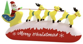 Pai Natal e renas insufláveis com luzes LED 145 cm