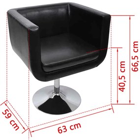 Cadeiras de bar 2 pcs couro artificial preto