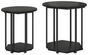Conjunto de Mesas de Apoio 2 pcs Carvalho Preto em Madeira de Engenhar