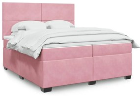 vidaXL Cama com molas/colchão 200x200 cm veludo rosa