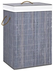 vidaXL Cesto para roupa suja c/ secção única bambu cinzento