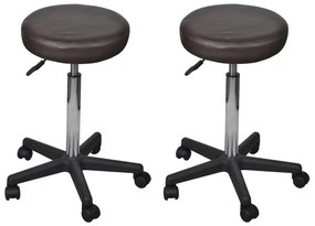 vidaXL Bancos de escritório 2 pcs 35,5x84 cm couro artificial castanho