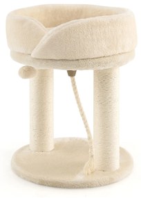 Árvore para gatos, altura 53 cm, torre para gatos 4 em 1 com plataforma de base acolchoada, bola de salto e corda de sisal Bege