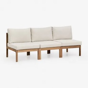 Sofá Modular De 3 Peças Em Madeira De Acácia Branson Branco Gardênia - Castanho Acácia - Sklum