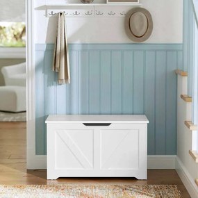 Banco com espaço de arrumação estilo celeiro 40 x 80 x 46 cm branco