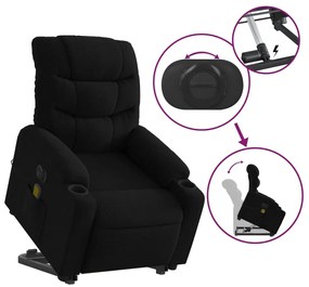 Poltrona elétrica elevatória massagens tecido preto