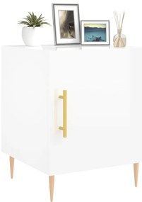 Mesa cabeceira 2pcs 40x40x50cm deriv. madeira branco brilhante
