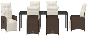 Conjunto de Jantar de Jardim de 7 Peças da com Almofadas em Rattan Pol