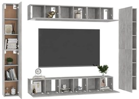 10 pcs conjunto de móveis de TV contraplacado cinzento cimento