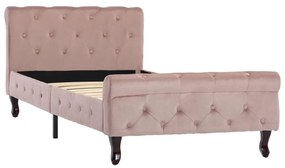 Estrutura de cama 90x200 cm veludo cor-de-rosa