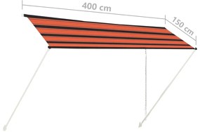 Toldo retrátil 400x150 cm laranja e castanho