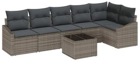 Conjunto de Jantar de Jardim com 7 Peças e Almofadas Cinza em Rattan