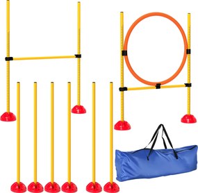 PawHut Agility Set para cães 3 peças preenchível, equipamento de agility para treino de cães, conjunto de obstáculos por encaixe com varas de slalom | Aosom Portugal
