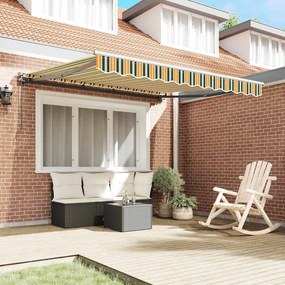 vidaXL Toldo Retrátil Manual Verde e Amarelo 300x250 cm Poliéster