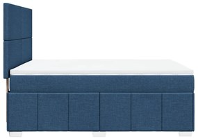 Cama com molas/colchão 160x200 cm tecido azul