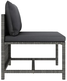 12 pcs conjunto lounge de jardim c/ almofadões vime PE cinzento