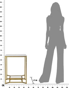 MESA DE CENTRO EM MÁRMORE 47X47X60 CM DOURADO E BRANCO