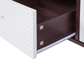 Móvel de TV com 3 gavetas e 3 prateleiras em madeira escura e branco FOSTON Beliani