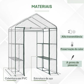 Estufa Transparente de Jardim Estufa de Plantas de 3 Níveis com Pratel