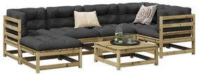 vidaXL 7 pcs conjunto sofás jardim madeira de pinho impregnada