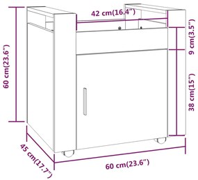 Carrinho secretária 60x45x60cm deriv. madeira branco brilhante