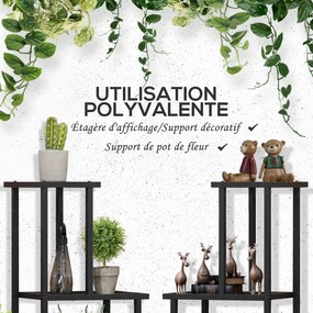Suporte para plantas de 4 níveis para interior e exterior; prateleira metálica para plantas, ideal para jardim, terraço e varanda, na cor preta