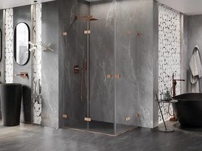 Mexen Lunar-F Duo cabine de duche dobrável 100 x 80 cm, transparente, cobre escovado - 836-100L-080P-65-00