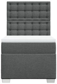 Cama com molas/colchão 90x190 cm tecido cinza-escuro