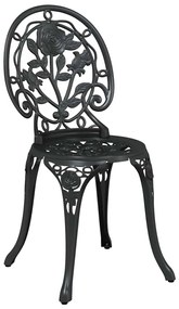 Conjunto de Bistro de Jardim com 3 Peças em Alumínio Fundido Preto