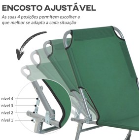 Espreguiçadeira Dobrável e Reclinável em 4 Posições Espreguiçadeira de