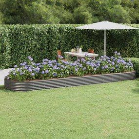 vidaXL Canteiro elevado jardim 523x140x36 aço revestido a pó cinzento