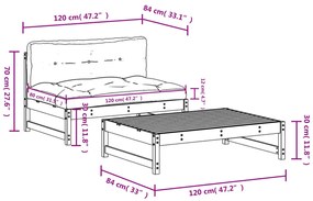 2pcs conjunto lounge jardim c/ almofadões madeira maciça branco