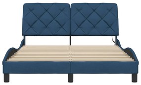 Estrutura de cama com LED sem colchão 120x200 cm tecido azul