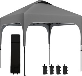 Outsunny Tenda Dobrável 2,5x2,5 m Tenda de Jardim para Festas e Campismo com Proteção UV50+ Altura Ajustável 4 Sacos de Areia e Bolsa de Transporte Cinza Escuro | AOSOM Portugal