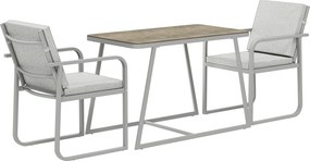 Outsunny Conjunto de Jardim 3 Peças Mesa em Vidro e 2 Cadeiras com Almofadas Cinza | Aosom Portugal
