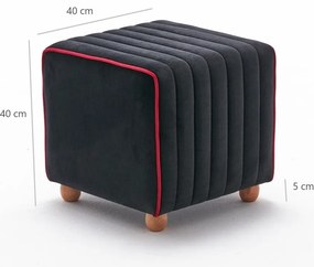 Pouffe Mona – Anthracite &amp; Rosa – 40x40x40 cm