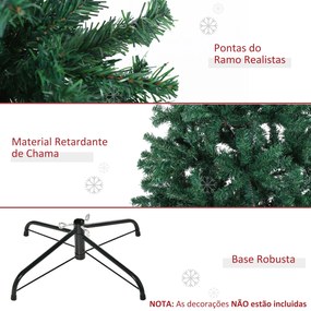 HOMCOM Árvore de Natal Artificial 180cm com 1000 Ramos de PVC Suporte