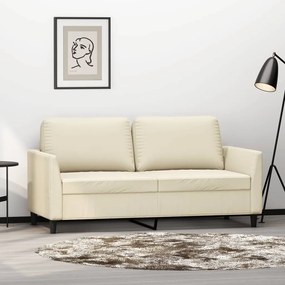Sofá de 2 lugares 140 cm couro artificial cor creme