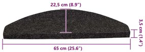 Tapetes de escada adesivos 30 pcs 65x22,5x3,5 cm antracite