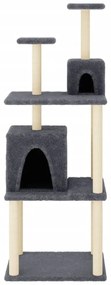 Árvore p/ gatos c/ postes arranhadores sisal 167cm cinza-escuro
