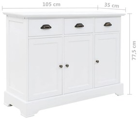 Aparador com 3 portas em MDF e madeira de pinho 105x35x77,5 cm