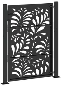 Portão de jardim 105x130 cm preto projeto de onda de aço