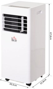 HOMCOM Ar Condicionado Portátil 7000BTU 3 em 1 Refrigerador Desumidificador e Ventoinha com Temporizador LED e Controlo Remoto Silencioso 30,5x32,8x67,8 cm Branco
