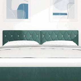 Cabeceira LED com Botões de Cristal em Veludo Verde de 80cm.