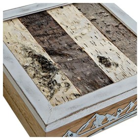 Jogo de Caixas Decorativas DKD Home Decor 8424001775835 Metal Madeira Castanho Branco 24 x 24 x 7,5 cm Madeira MDF (2 Unidades)